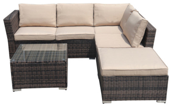 4 Piece Wicker Patio Furniture Outdoor Rattan Sectional Sofa