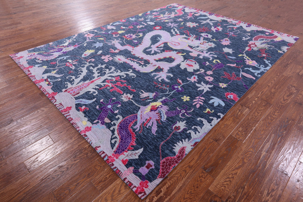 Dragon Design Hand Knotted Wool Rug 9' 0" X 12' 1" Q11801