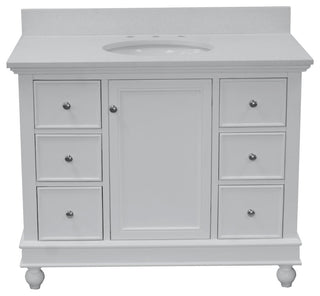 Bella 42" Bathroom Vanity, White, Quartz