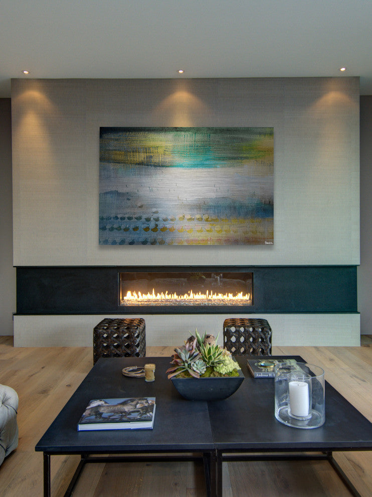 "Under Umbrellas" Painting Print on Brushed Aluminum, 45"x30"