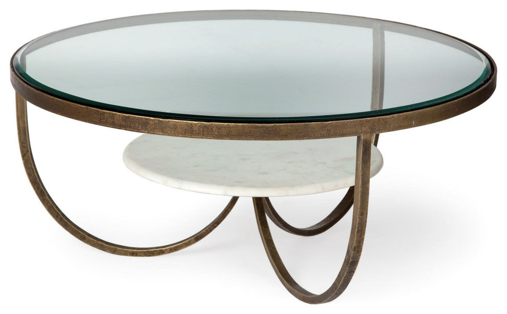 Reinhardt 36" Gold Metal Base Coffee Table