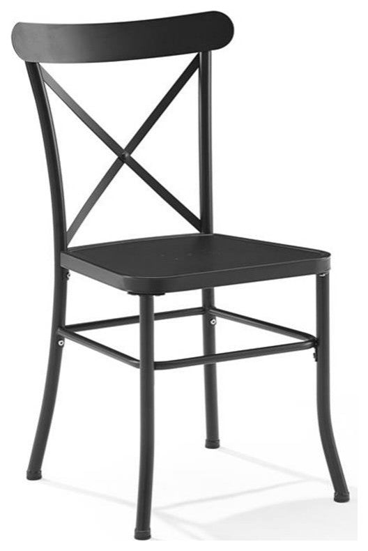 Afuera Living 18" Modern Metal Patio Dining Chair in Matte Black (Set of 2)