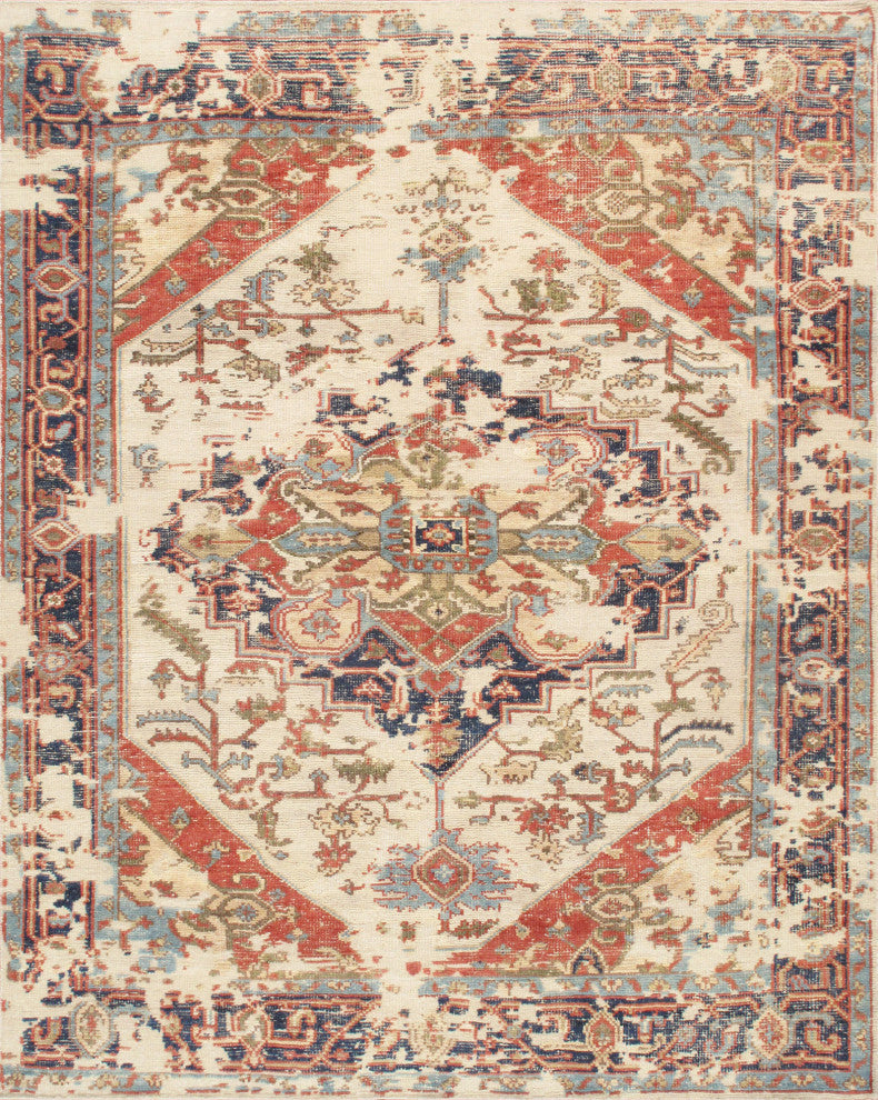 Pasargad Home Serapi Collection Hand-Knotted Ivory Wool Area Rug, 8'3"x10'
