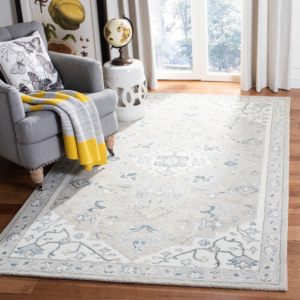 Safavieh Micro-Loop Collection MLP505 Rug, Light Grey/Ivory, 5' X 8'