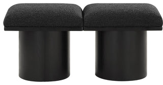 Pavilion Boucle Fabric Upholstered 2-Piece Modular Bench, Black, Black Finish