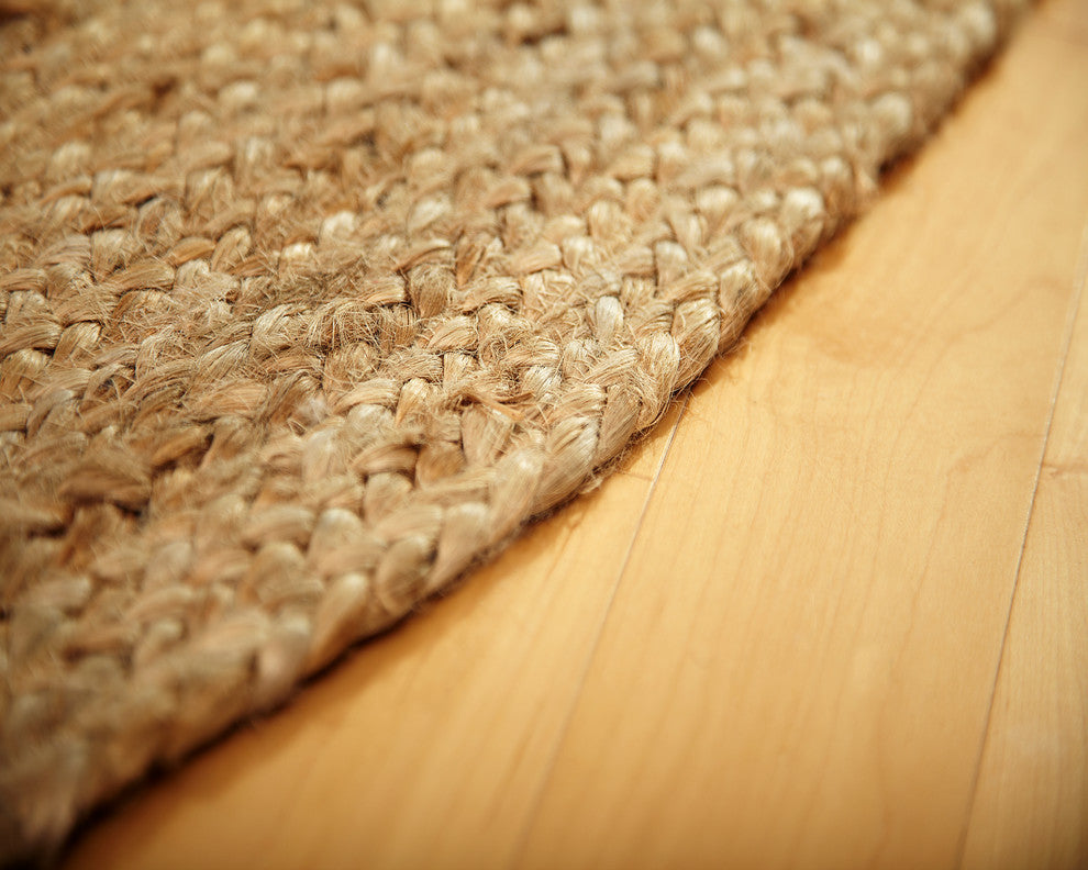Kerala Natural Jute Rug, Natural and Brown, 4' Round
