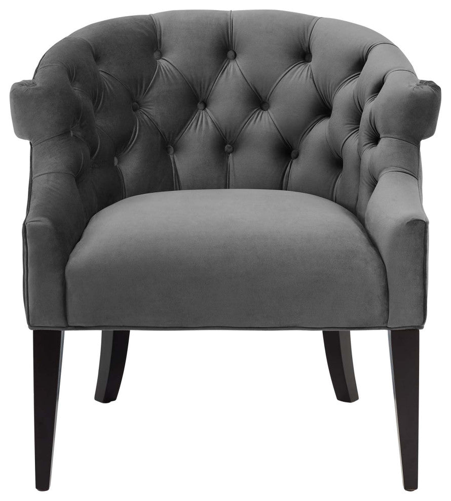 Armchair Accent Chair, Set of 2, Velvet, Gray, Modern, Lounge Hospitality