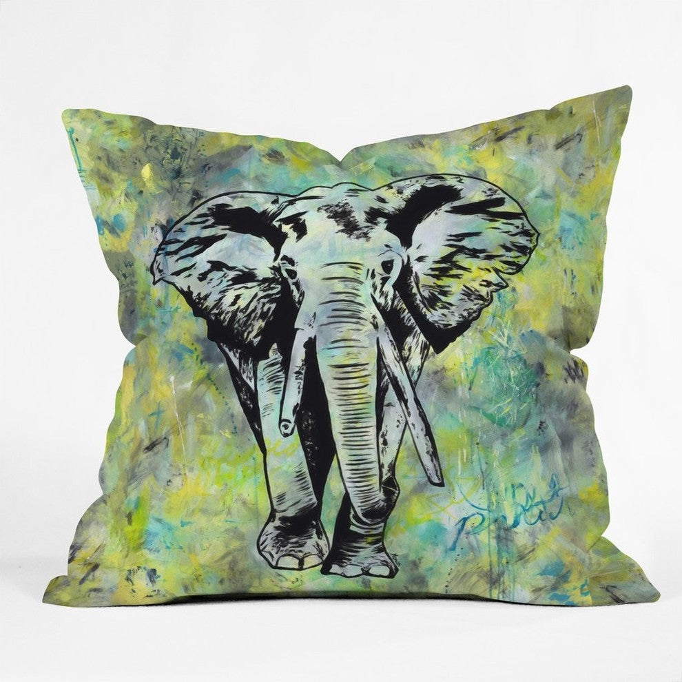 Amy Smith The Tough Elephant Throw Pillow, 16"x16"