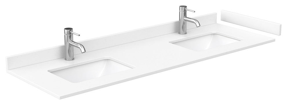 Beckett TK 66" Double Vanity,  Cultured Top, Nickel Trim