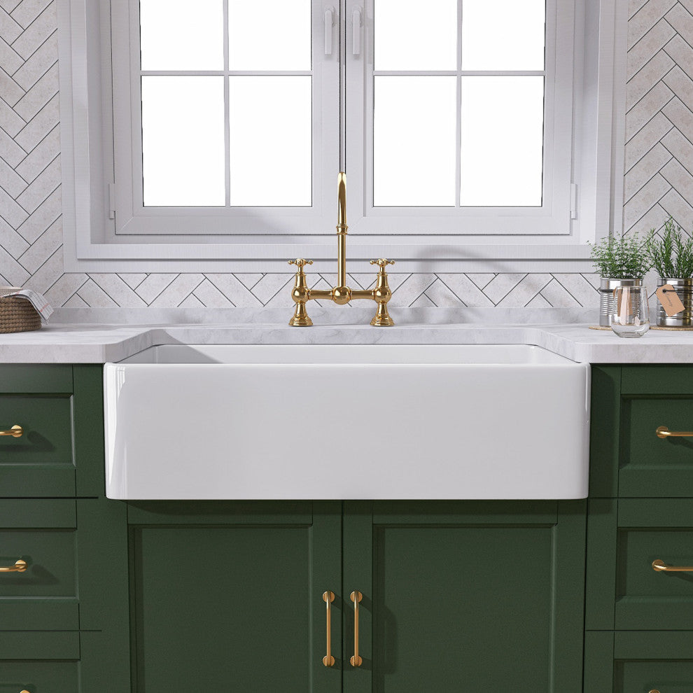 36" Fireclay White Kitchen Farmhouse Single Bowl Sink