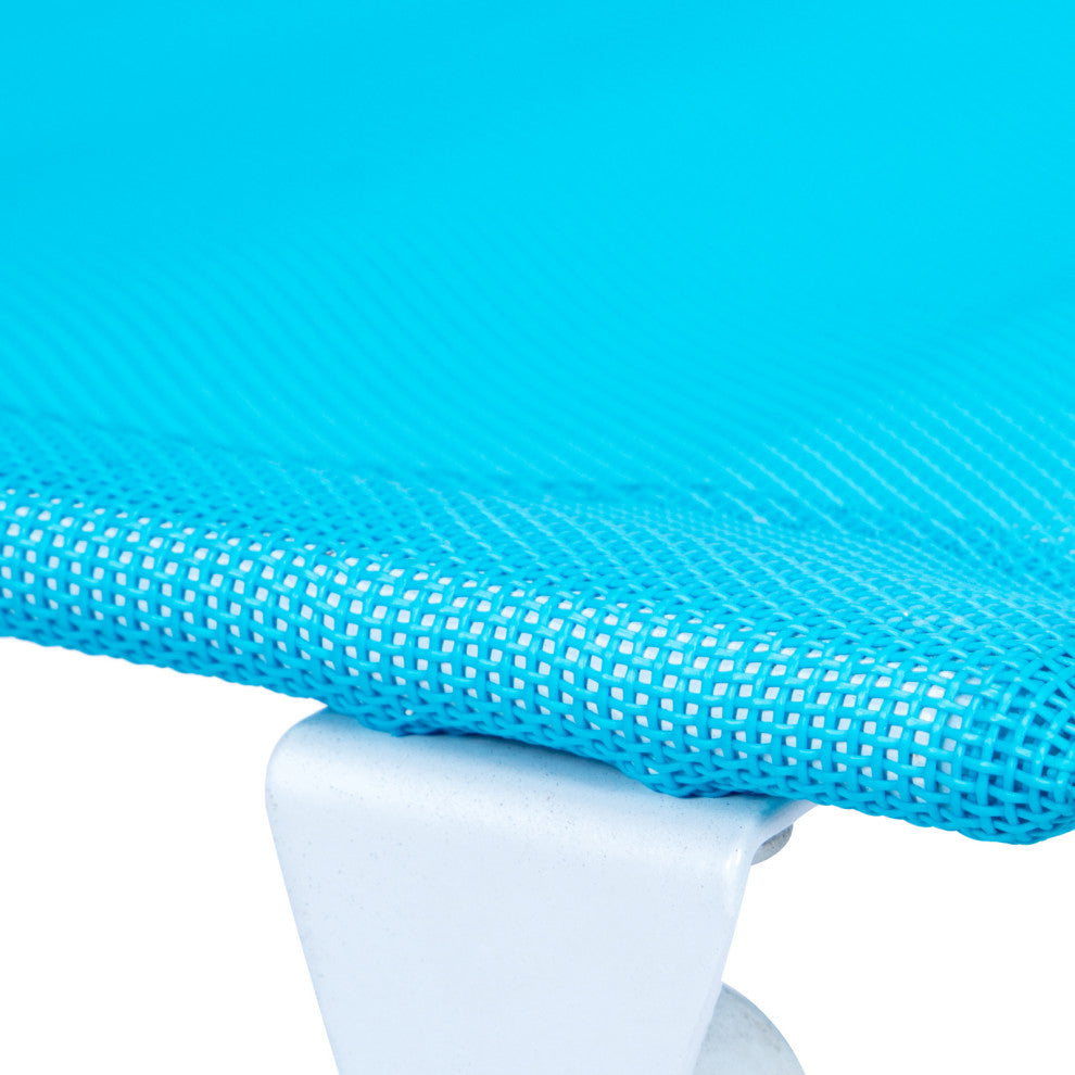 LeisureMod Outdoor Bistro Folding Table Chairs Set, Blue