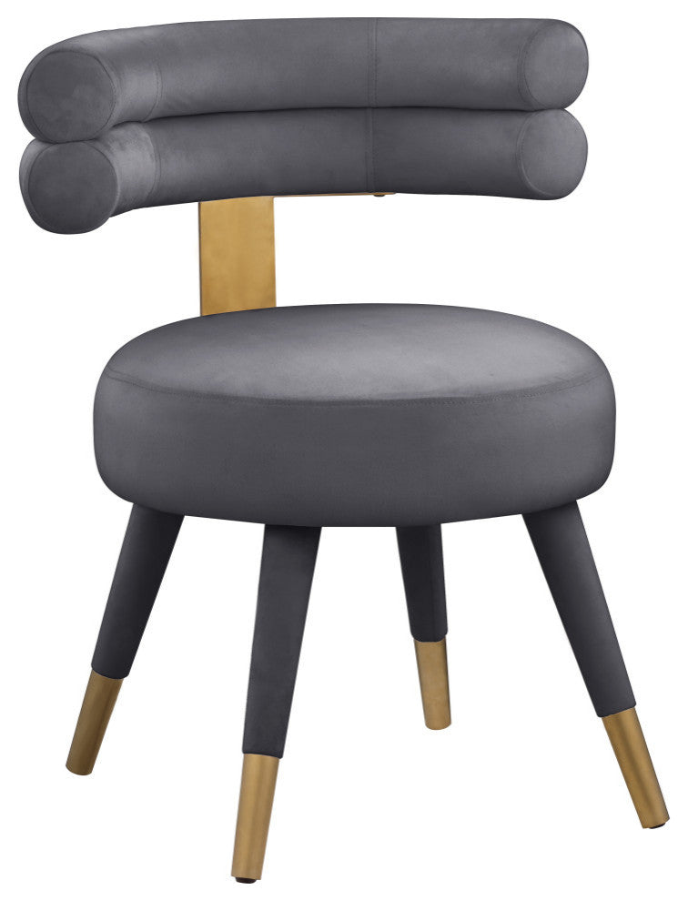 Fitzroy Velvet Upholstered Dining Chair (Set of 2), Gray