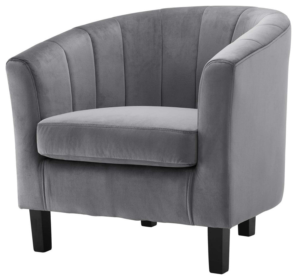 Tufted Armchair Accent Chair, Set of 2, Velvet, Gray, Modern, Lounge