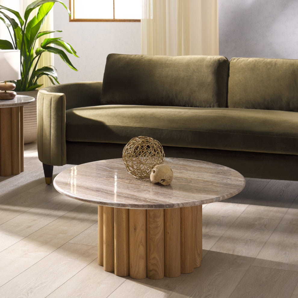 Safavieh Couture Roxiella Marble Coffee Table, Brown / Natural