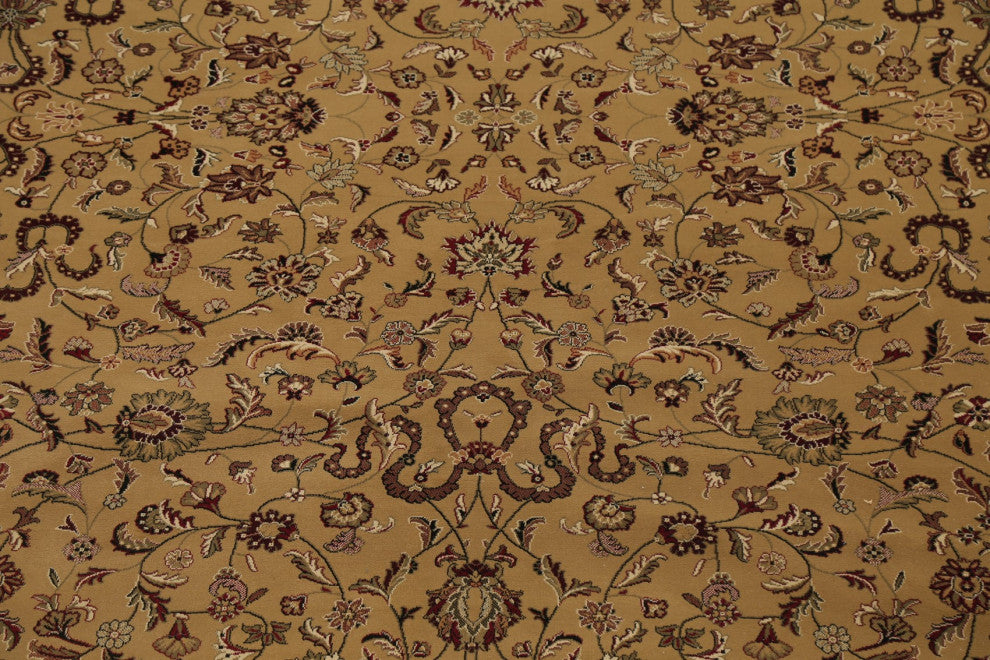 Traditional Floral Kashan Turkish Large Oriental Area Rug Carpet, Yellow, 11X15