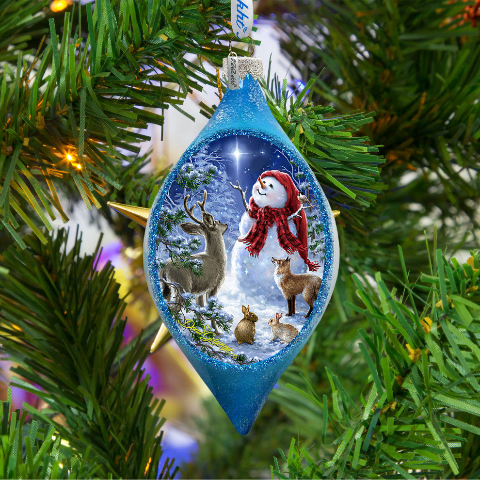 Trimming the Tree Snowman Glass Ornament