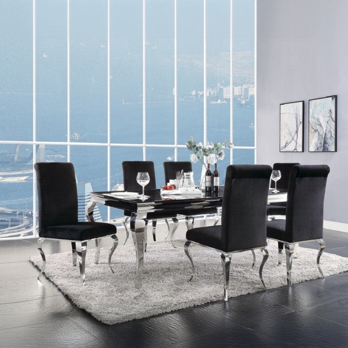 ACME Fabiola Side Chair, Set of 2, Fabric/Stainless Steel