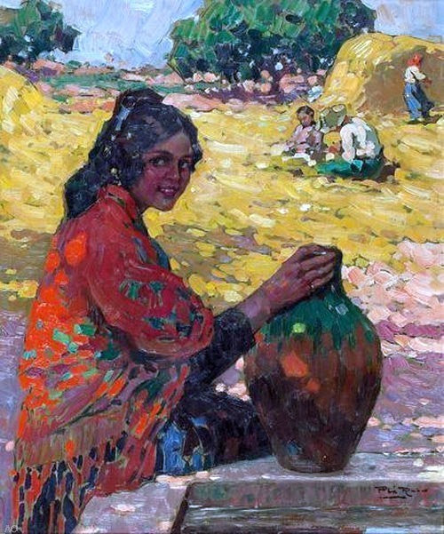 Alberto Pla y Rubio Mujer con Cantaro, Gallery Wrapped Canvas Print, 20"x25"