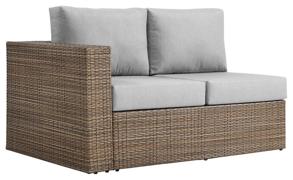 Outdoor Patio Outdoor Patio Sectional Sofa and Ottoman Set, Cappuccino Gray