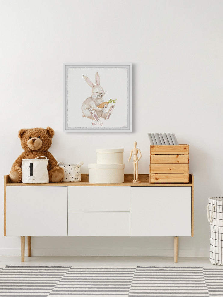 "Bunny Loves Carrots" Framed Painting Print, 12x12