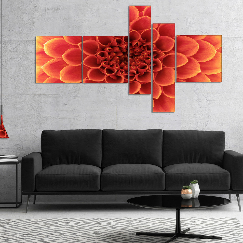 Brown Flower with Dense Petals, Floral Photo Canvas Print, 60"x32", 5 panels