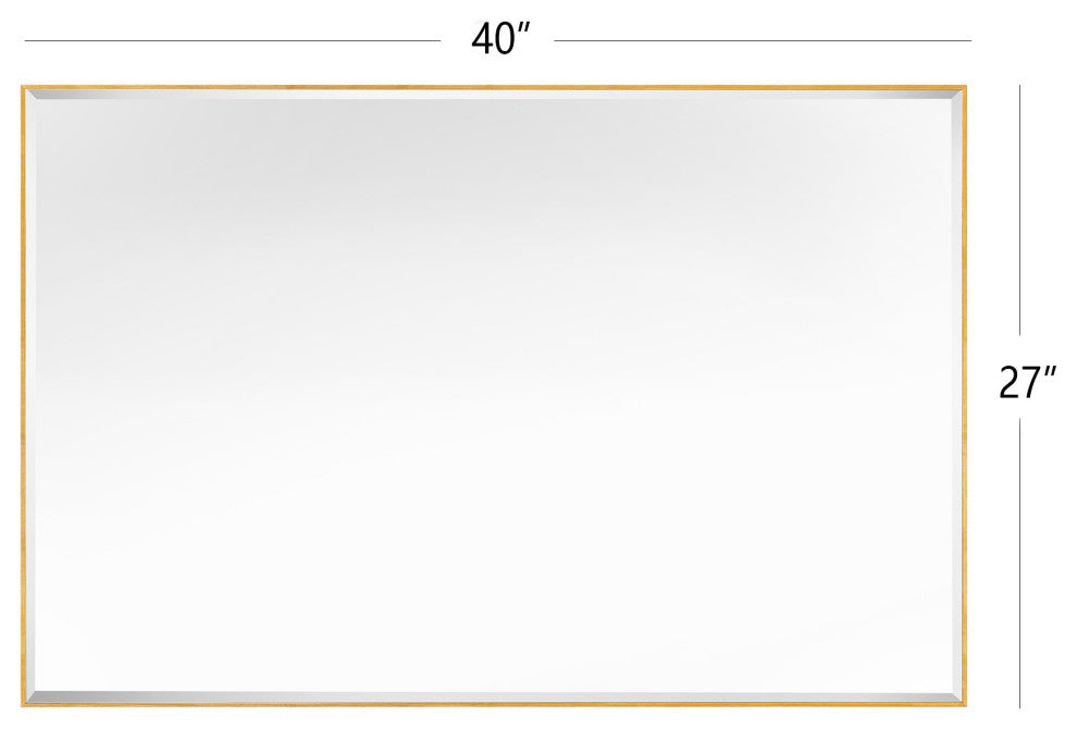 Metal Framed Rectangle Beveled Edge Wall Mirror Bathroom Vanity Mirror, Gold, 27"x40"