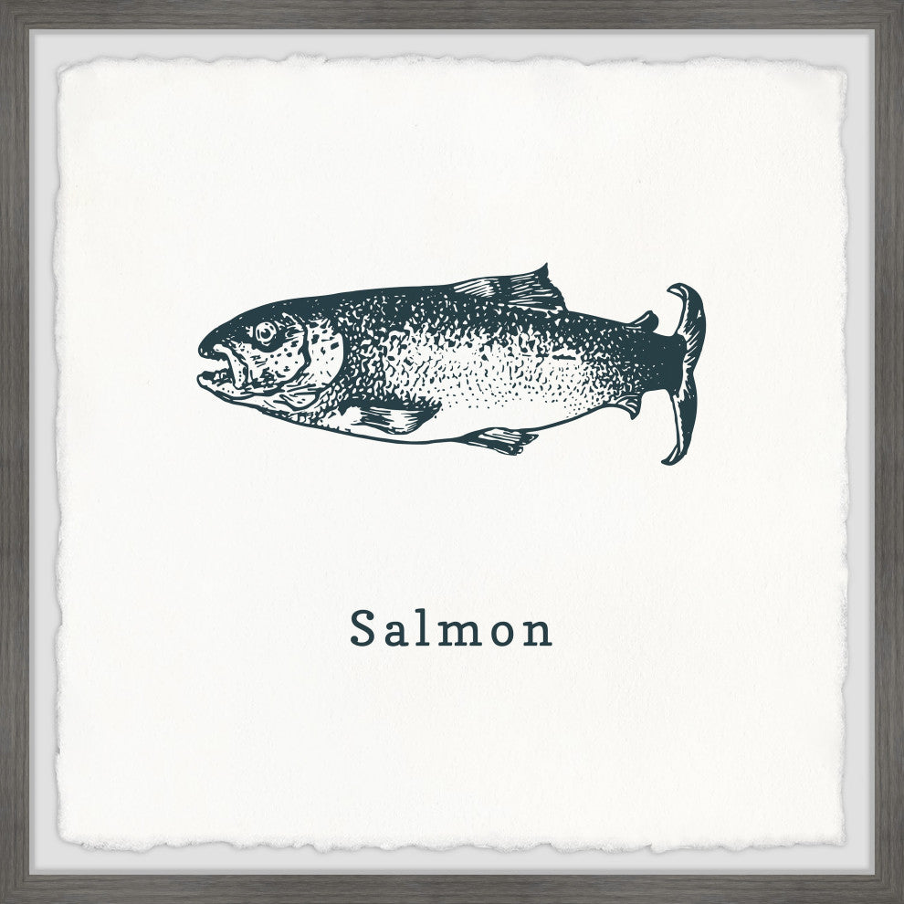 "Salmon in White" Framed Painting Print, 32x32