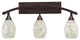 Bow 3-Light Bath Bar,  with 5" Natural Fusion Glass, Bronze
