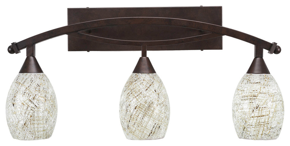 Bow 3-Light Bath Bar,  with 5" Natural Fusion Glass, Bronze