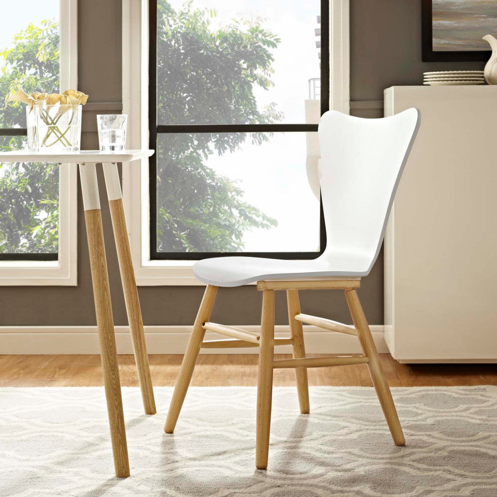 White Cascade Wood Dining Chair