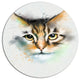 Strong Look Of Cat Watercolor Sketch, Animal Round Metal Wall Art, 36"
