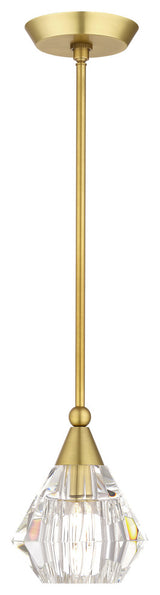 Brussels 1-Light Natural Brass Crystal Single Pendant