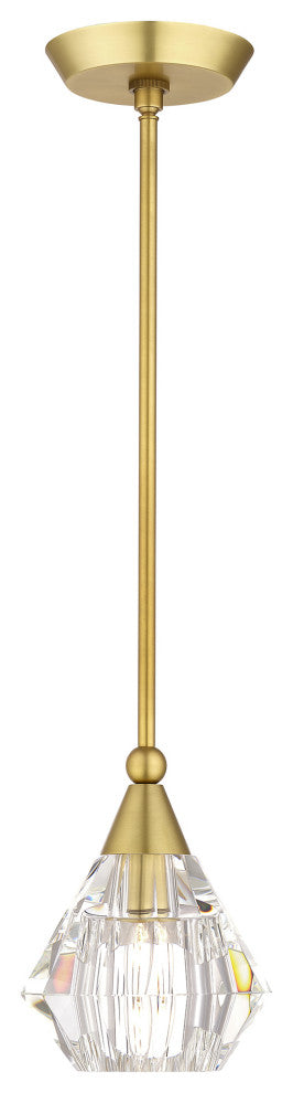 Brussels 1-Light Natural Brass Crystal Single Pendant