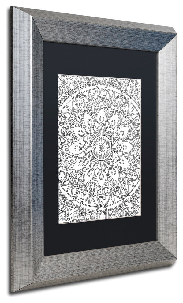 Hello Angel ''Delightful Mandala'' Art, Silver Frame, Black Mat, 14x11