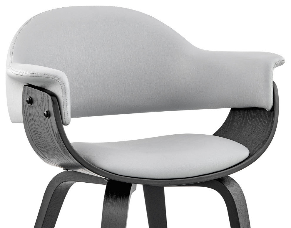 Adalyn Faux Leather and Wood Dining Room Accent Chair, Gray and Black