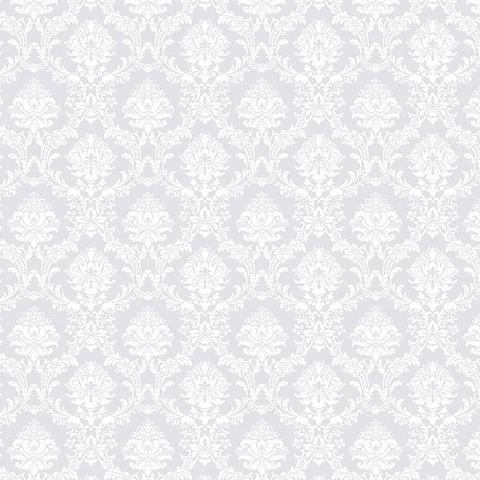 Stripes And Damasks, Classic Damask Stripes White, Blue Wallpaper Sample