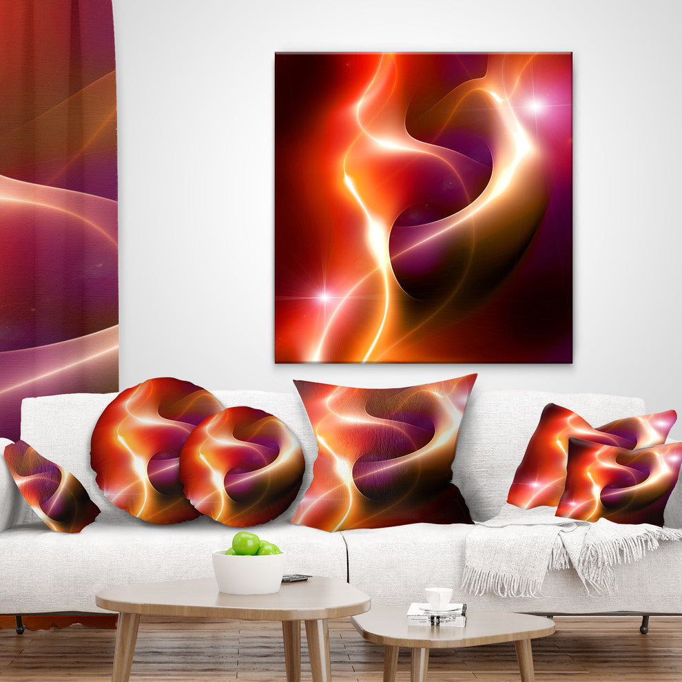 Abstract Warm Red Fractal Design Abstract Throw Pillow, 18"x18"