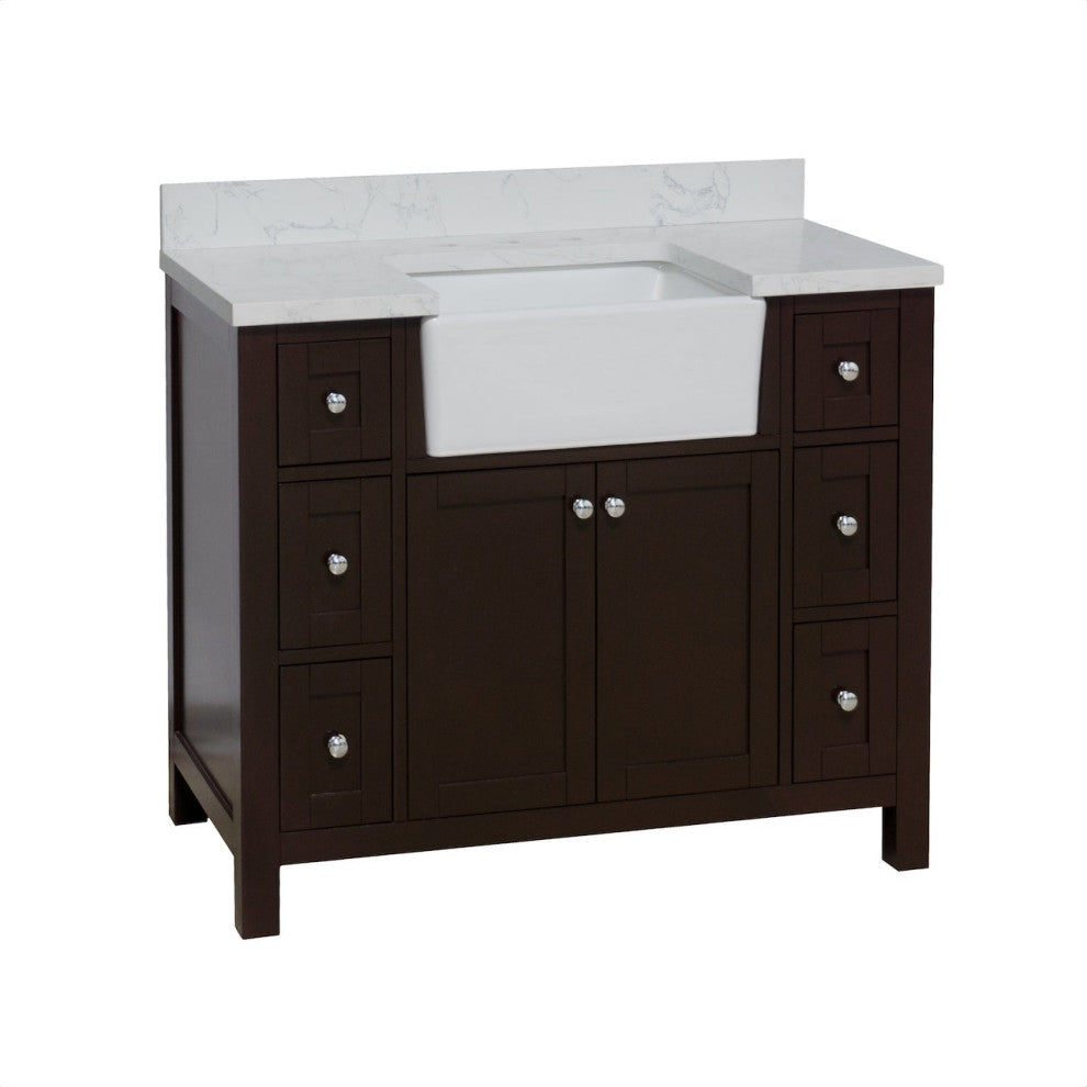 Yorkshire 42" Bathroom Vanity, Chocolate, Engineered Marble