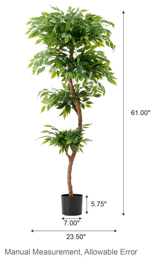 5' Creative Shaped Faux Ficus Tree in Pot