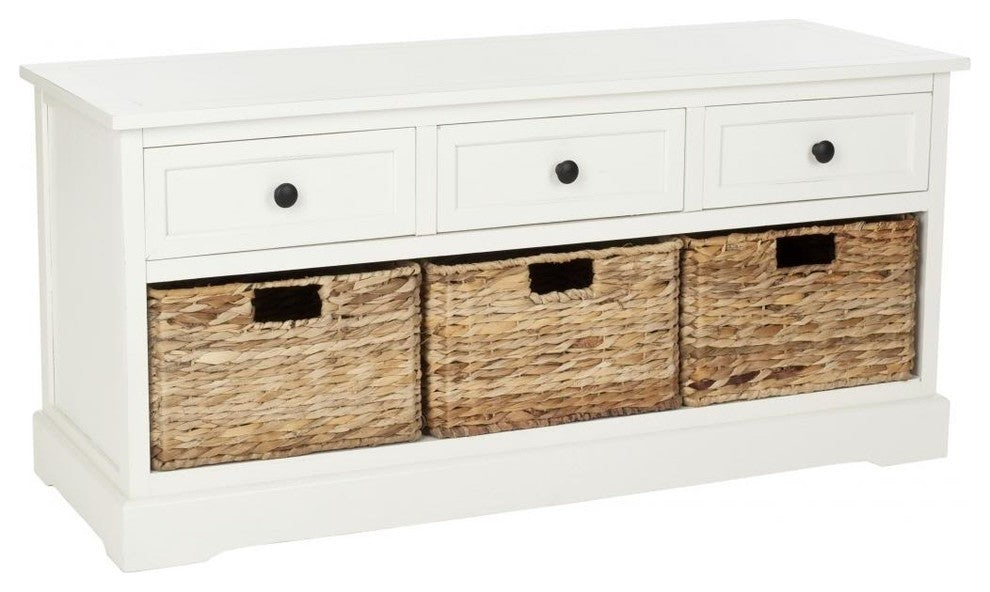 Safavieh Damien 3-Drawer Storage Bench, Distressed Cream