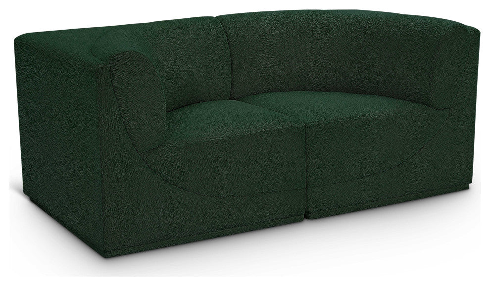 Ollie Black Boucle Fabric Straight Modular Sofa, Green, 2-Piece: 2 Corner Chair