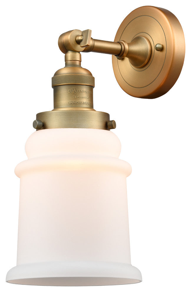 Canton 1-Light Sconce, Brushed Brass, Matte White