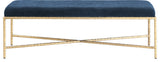 Valley Upholstered Bench, Navy, 54" W x 18" D, Gold, Chenille Fabric