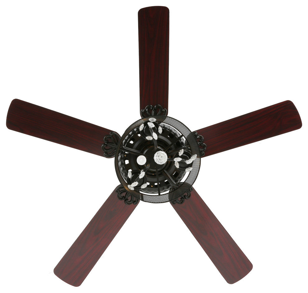 Black Ceiling Fan with Remote Reversible Chandelier 52inch, Black