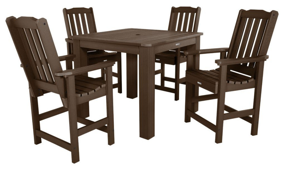 Lehigh 5-Piece Square Counter-Height Dining Set, Weathered Acorn