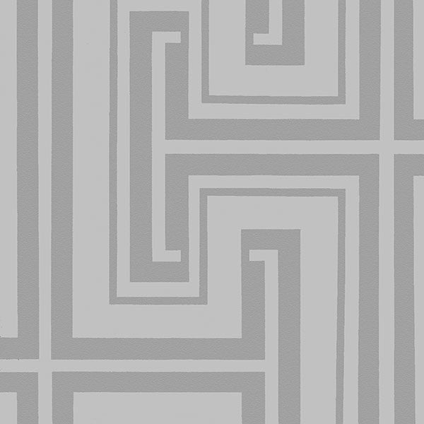 Maze Geometric Wallpaper, Silver and Light Gray, Set of 4 Bolts