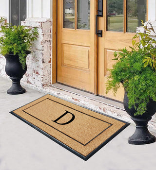 Natural Coir & Rubber Large Monogrammed Door Mat 30x60, D