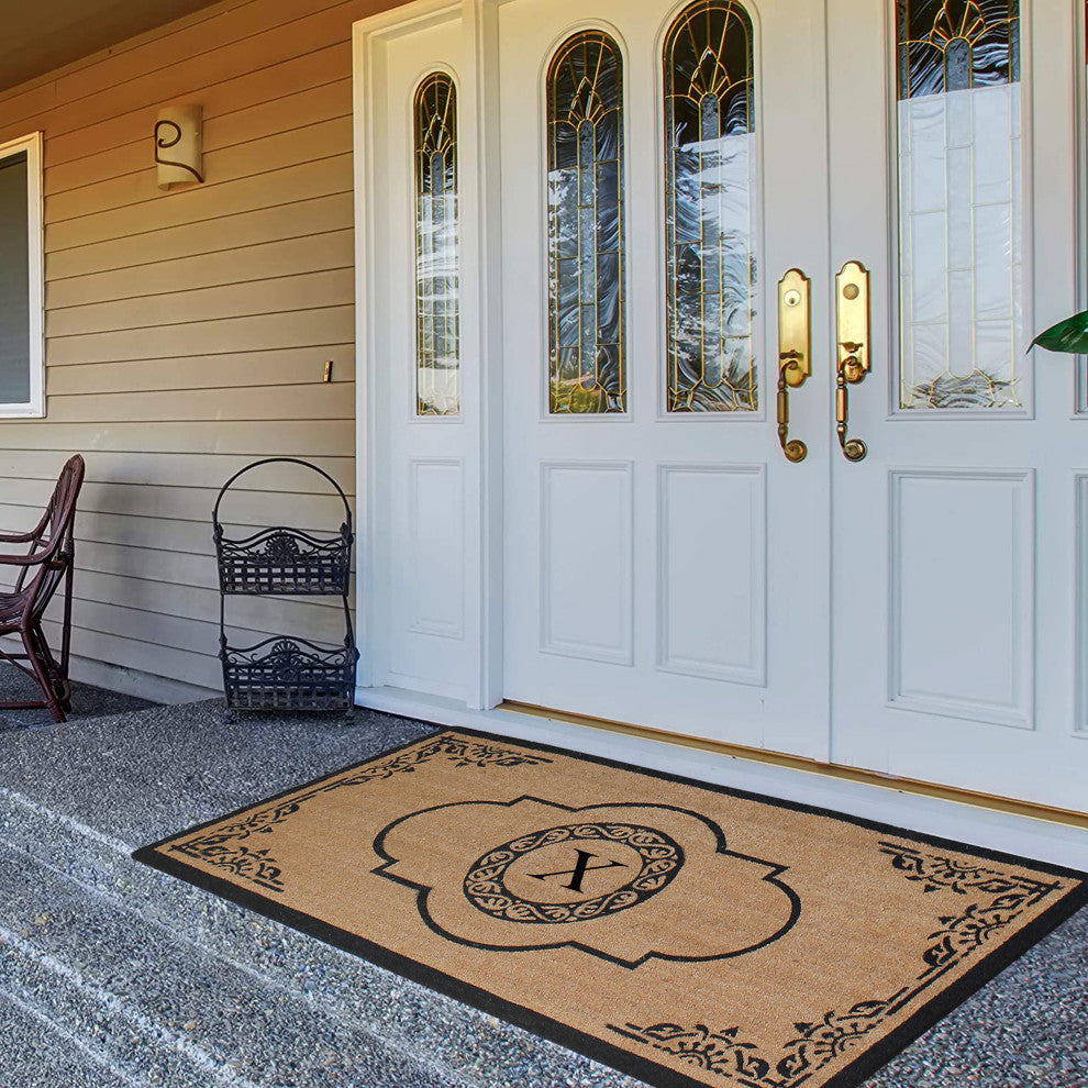 Abrilina Heavy Weight Outdoor Entryway Monogrammed Double Doormat 36"X72", X