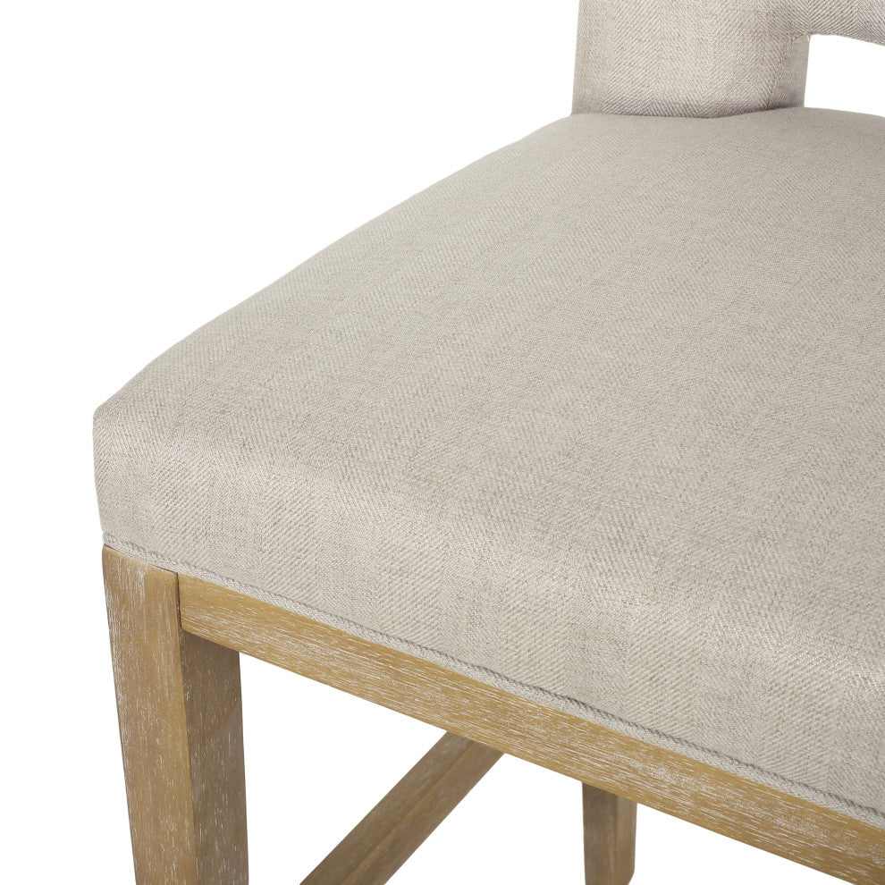 Kiara Contemporary Upholstered 31" Barstools, Set of 2, Wheat/Weathered Natural