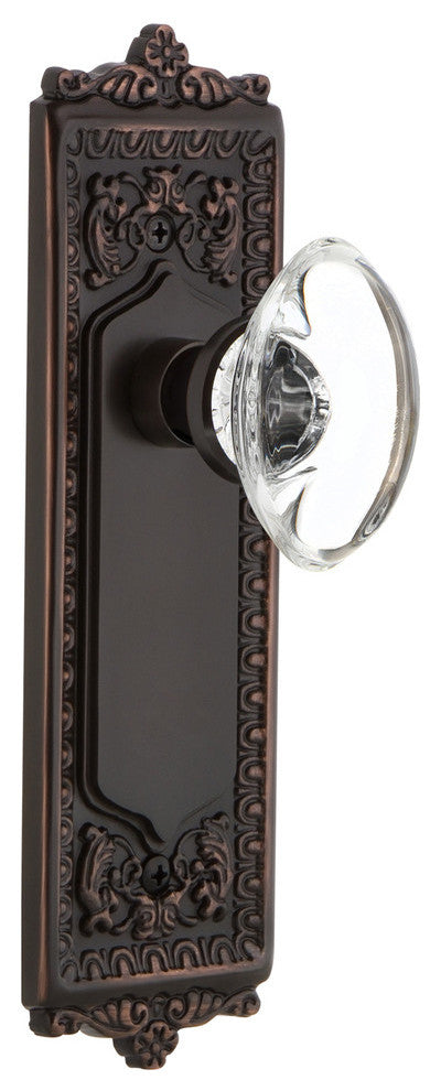 Egg and Dart Plate Dbl Dummy Oval Clear Crystal Glass Knob